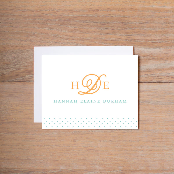 Sweet Monogram personal note card (if you choose to print with us, you will also receive envelopes with your note cards)
