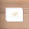 Sweet Monogram personal note card shown in Sorbet & Pool
