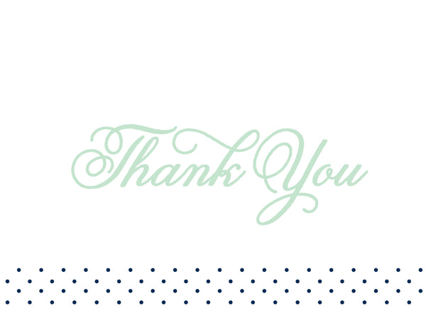 Sweet Monogram generic thank you cards in Mint Night