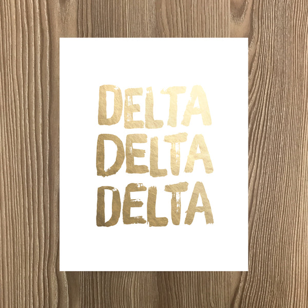 Delta Delta Delta Real Gold Foil Art Print