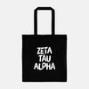 Zeta Tau Alpha Black and White Greek Tote
