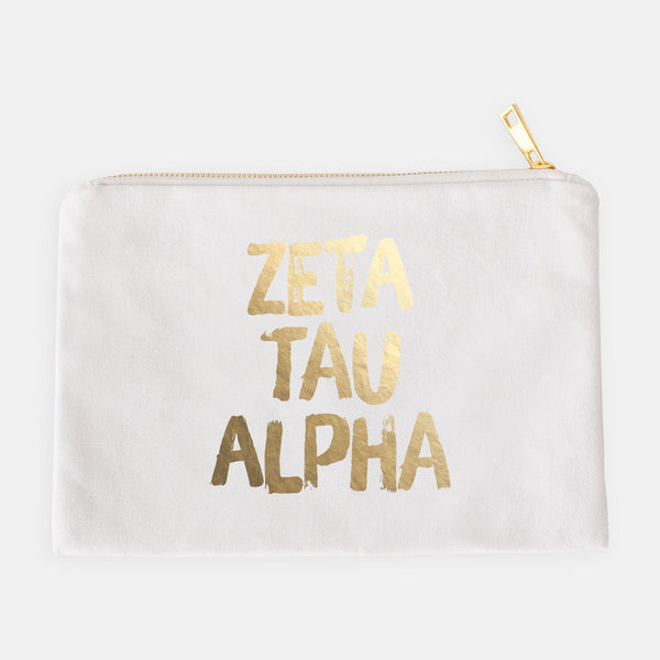 Zeta Tau Alpha Gold Foil Greek Cosmetic Bag