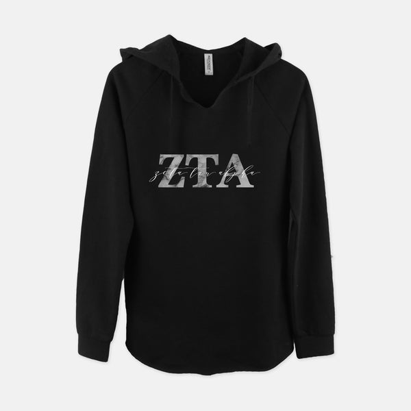 Zeta Tau Alpha Marble & Black Sorority Hooded Sweatshirt