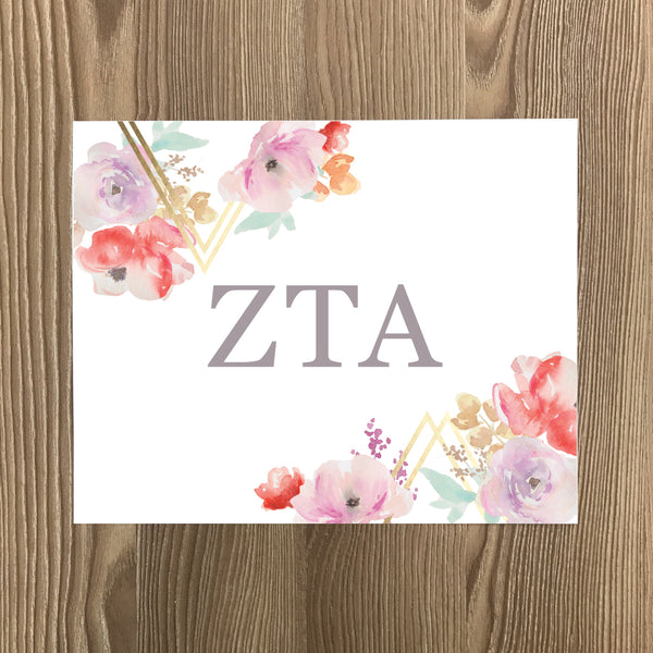 Zeta Tau Alpha Geometric Bouquet Art Print