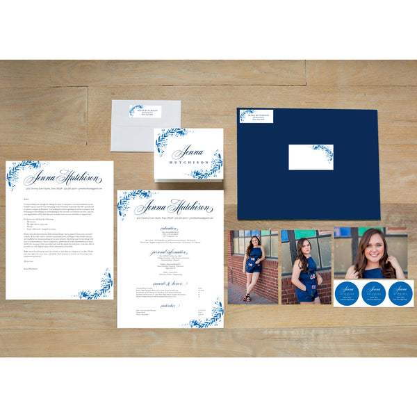 Garden Branches sorority packet shown with Night presentation envelope
