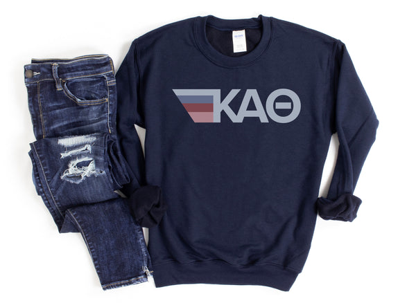 Cloud Kappa Alpha Theta Navy Retro Stripes Sorority Sweatshirt
