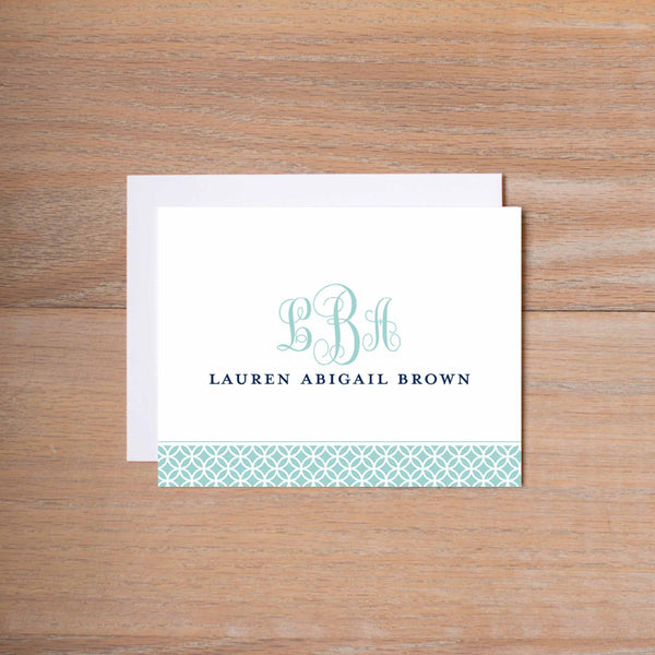 Lattice Monogram personal note card (if you choose to print with us, you will also receive envelopes with your note cards)