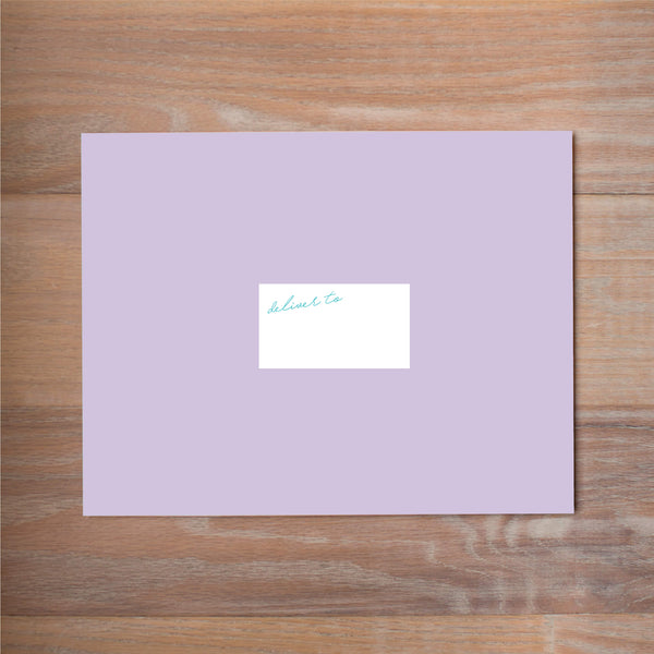 Penned Name mailing label shown on Plum presentation envelope (not included in price but available as an add-on to your purchase)