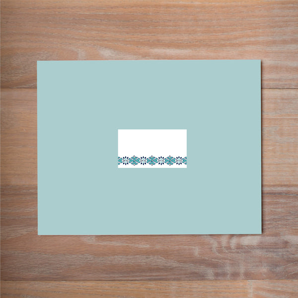 Tile Border mailing label shown on Pool presentation envelope (available as an add-on to your purchase)