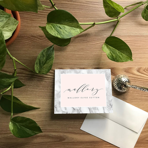 Marble Blush Folded Note Cards