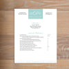 Monogram Block social resume letterhead with full formatting shown in Pool & Pewter