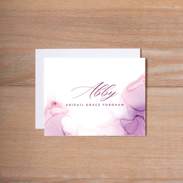 Lilac Wash personal note card (if you choose to print with us, you will also receive envelopes with your note cards)