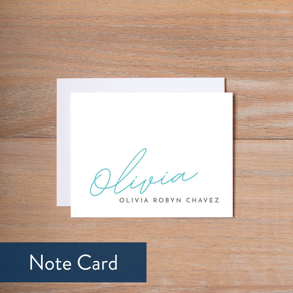 Penned Name note card